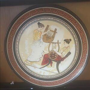 Brown and Cream Greek-Inspired Decorative Plate
